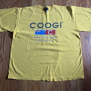 Y2K Coogi Australia Flag Spell Out Graphic Print Yellow T-Shirt Size 2XL